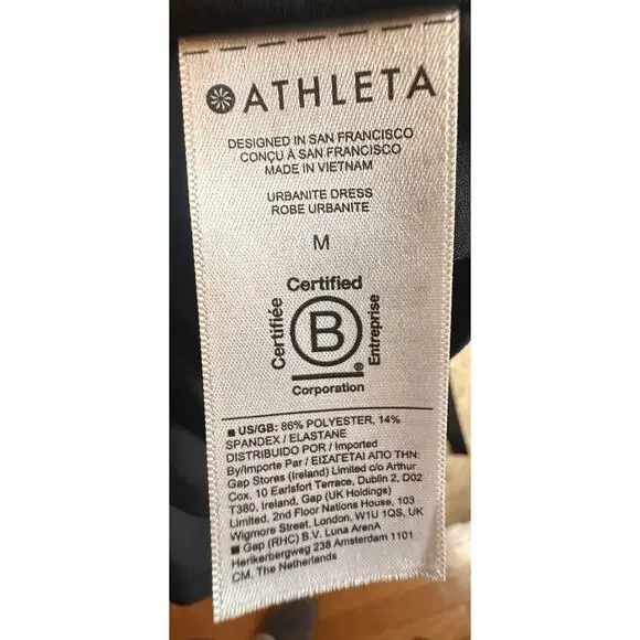 Athleta Urbanite Dress Sz M Black #846038 Travel Casual Comfort Work Momcore Tie - Picture 16 of 16